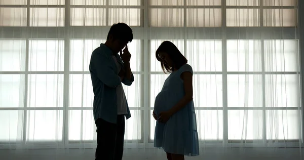 Pregnant Woman Feel Depression Her Husband Upset — Stock Photo, Image