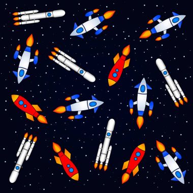 Boyalı renkli uzay modelleri farklı yönlere vektör çizim uçan kümesi