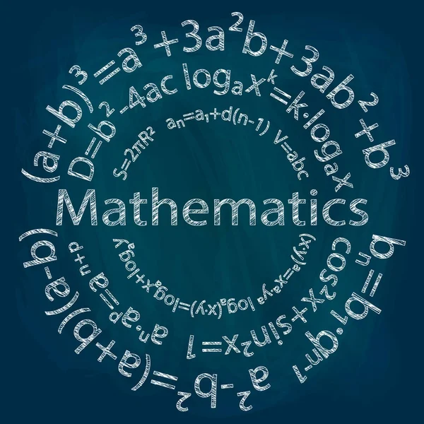 Tekening Formules Wiskunde Gerangschikt Langs Een Cirkel — Stockvector