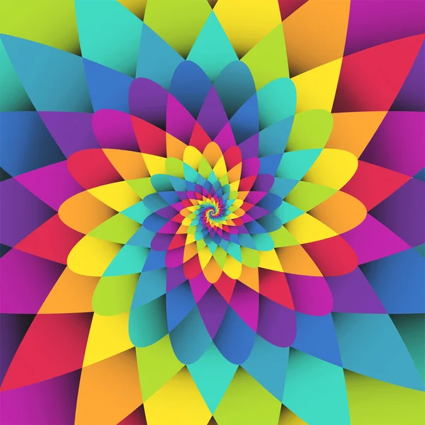 Luminoso arcobaleno spirale sfondo vettoriale psichedelico — Vettoriale Stock
