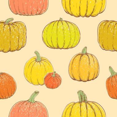 Yarım yamalak kabak ile Seamless modeli. Vektör çizim