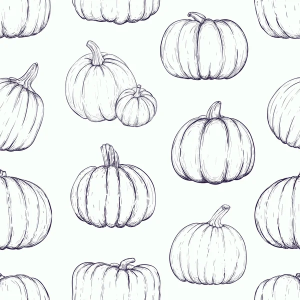Seamless pattern with sketchy pumpkins. Vector illustration — Stock Vector