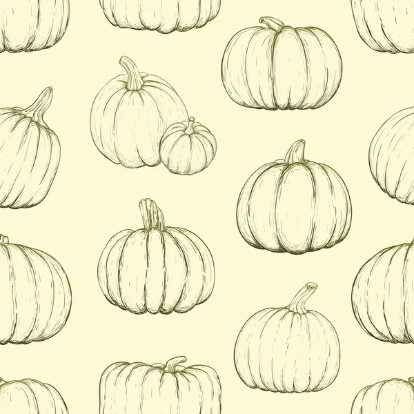 Seamless pattern with sketchy pumpkins. Vector illustration — Stock vektor