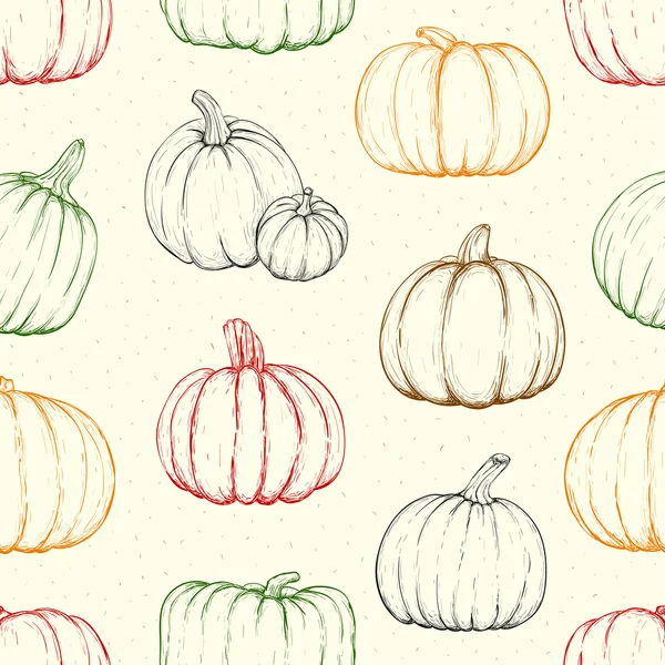 Seamless pattern with sketchy pumpkins. Vector illustration — Stock vektor