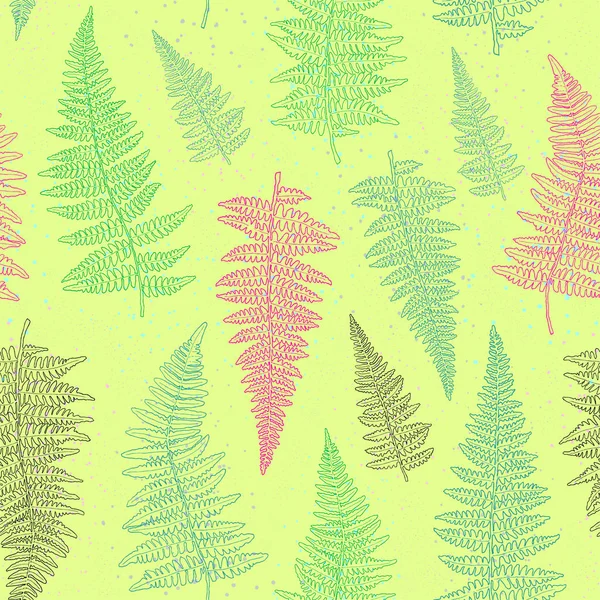 Seamless pattern with hand drawn fern leaves — Stock Vector