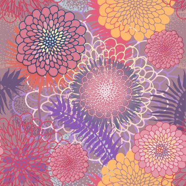 Tropikal yapraklar ve çiçekler pürüzsüz desen