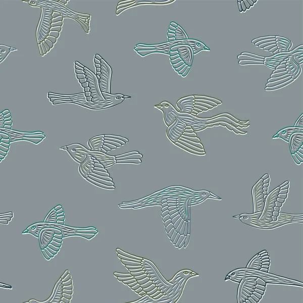 Kézzel rajzolt dekorációs madarak varrat nélküli mintát. Állati vektoros illusztráció — Stock Vector