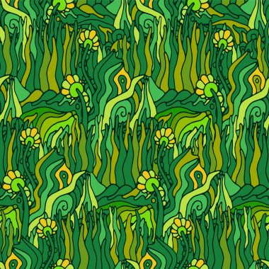 Vektör seamless modeli ile psychedelic doodle süsleme