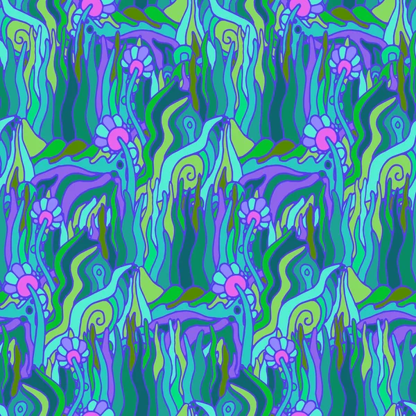 Vektör seamless modeli ile psychedelic doodle süsleme — Stok Vektör