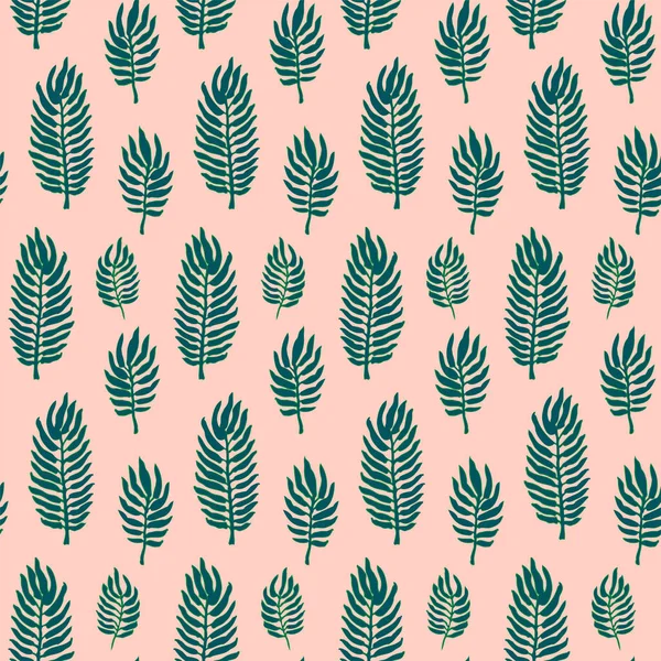 Бесшовный рисунок с мотивом зеленых тропических листьев. Ручной отпечаток. Векторная иллюстрация в современном стиле для оформления футболок, тканей, обертывания и обоев . — стоковый вектор