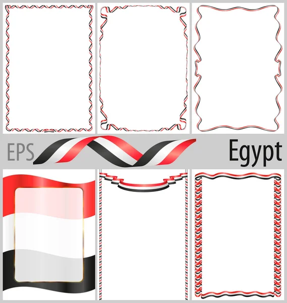 Σετ 6 κορνίζες και τα σύνορα με χρωματισμό σημαία Αίγυπτος — Διανυσματικό Αρχείο