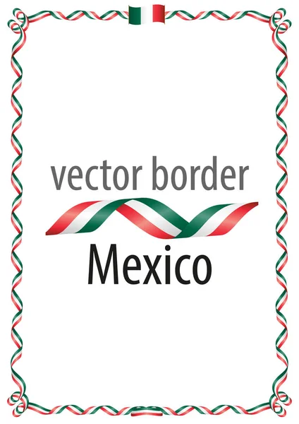 Cornice e bordo del nastro con i colori della bandiera messicana — Vettoriale Stock