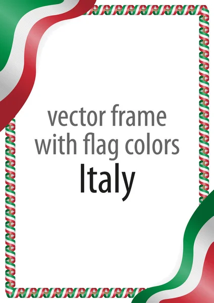 Cornice e bordo del nastro con i colori della bandiera italiana — Vettoriale Stock