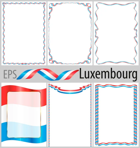 Σετ 6 κορνίζες και τα σύνορα με χρωματισμό σημαία Λουξεμβούργο — Διανυσματικό Αρχείο