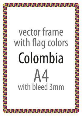 Çerçeve ve şerit kenarlığını Kolombiya bayrak renkleri ile