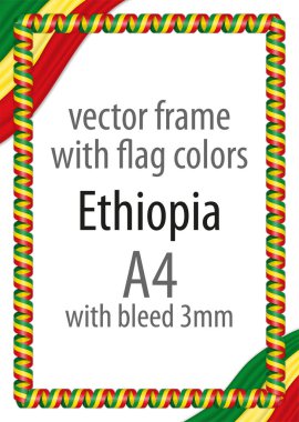 Çerçeve ve şerit kenarlık renkleri Etiyopya bayrağı ile