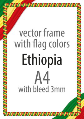 Çerçeve ve şerit kenarlık renkleri Etiyopya bayrağı ile