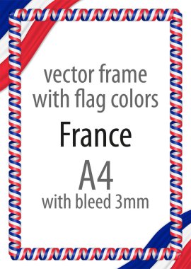 Çerçeve ve şerit kenarlığını Fransa bayrak renkleri ile