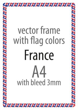 Çerçeve ve şerit kenarlığını Fransa bayrak renkleri ile