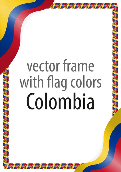 Cornice e bordo del nastro con i colori della bandiera della Colombia — Vettoriale Stock