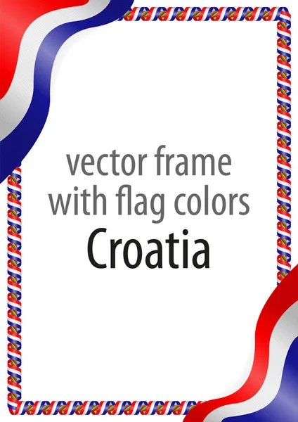 Cornice e bordo del nastro con i colori della bandiera croata — Vettoriale Stock