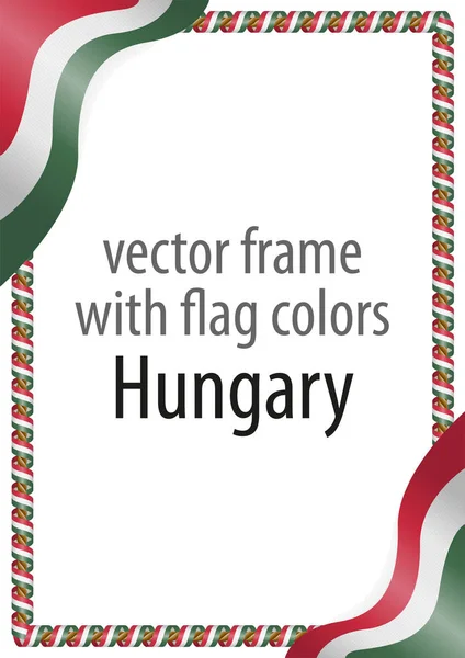 Quadro e borda da fita com as cores da bandeira da Hungria — Vetor de Stock