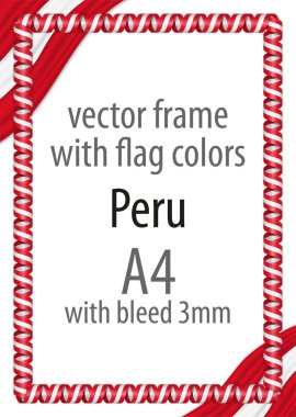 Çerçeve ve şerit kenarlığını Peru bayrak renkleri ile