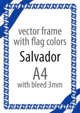 Çerçeve ve şerit kenarlığını Salvador bayrak renkleri ile