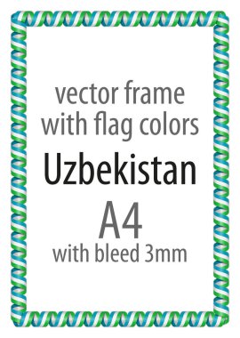 Çerçeve ve şerit kenarlığını Özbekistan bayrak renkleri ile