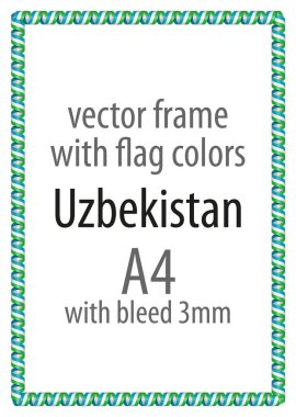 Çerçeve ve şerit kenarlığını Özbekistan bayrak renkleri ile