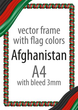 Çerçeve ve şerit kenarlığını Afganistan bayrak renkleri ile