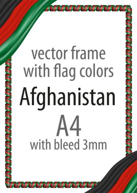 Çerçeve ve şerit kenarlığını Afganistan bayrak renkleri ile
