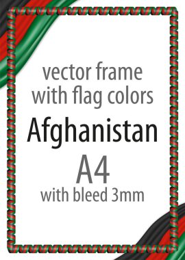 Çerçeve ve şerit kenarlığını Afganistan bayrak renkleri ile