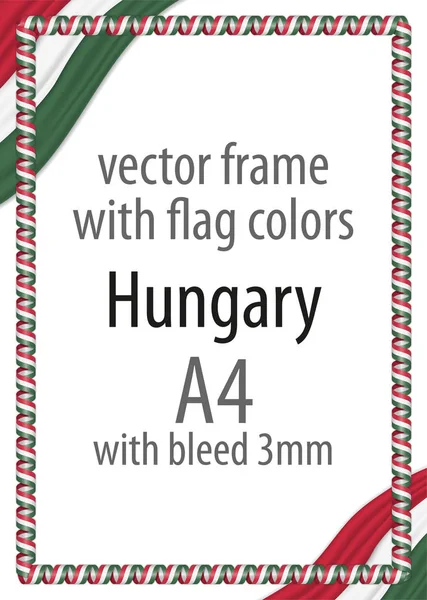 Quadro e borda da fita com as cores da bandeira da Hungria — Vetor de Stock