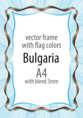 Çerçeve ve şerit kenarlığını Bulgaristan bayrak renkleri ile