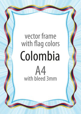 Çerçeve ve şerit kenarlığını Kolombiya bayrak renkleri ile