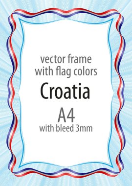 Çerçeve ve şerit kenarlığını Hırvatistan bayrak renkleri ile