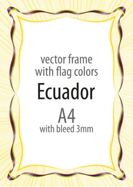 Çerçeve ve şerit kenarlığını Ekvador bayrak renkleri ile
