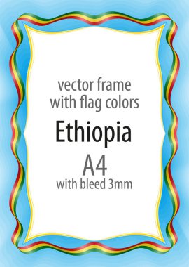 Çerçeve ve şerit kenarlık renkleri Etiyopya bayrağı ile