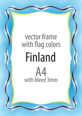 Çerçeve ve şerit kenarlığını Finlandiya bayrak renkleri ile