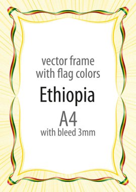 Çerçeve ve şerit kenarlık renkleri Etiyopya bayrağı ile