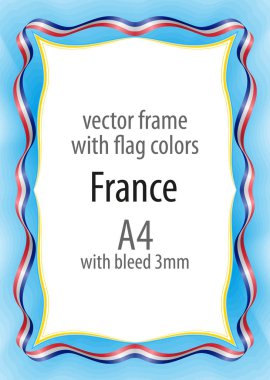 Çerçeve ve şerit kenarlığını Fransa bayrak renkleri ile