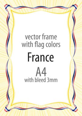 Çerçeve ve şerit kenarlığını Fransa bayrak renkleri ile