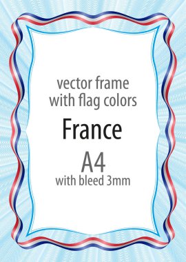 Çerçeve ve şerit kenarlığını Fransa bayrak renkleri ile