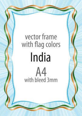 Çerçeve ve şerit kenarlık renkleri Hindistan bayrağı ile