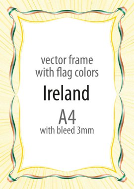Çerçeve ve şerit kenarlığını İrlanda bayrağı renkleri ile