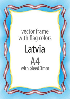 Çerçeve ve şerit kenarlığını Letonya bayrak renkleri ile