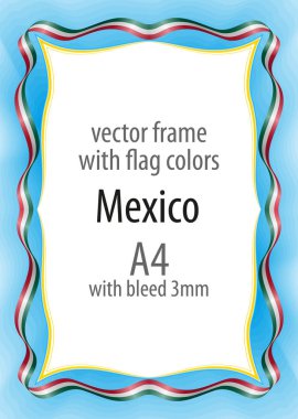 Çerçeve ve şerit sınır Meksika bayrak renkleri ile