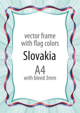 Çerçeve ve şerit kenarlığını Slovakya bayrak renkleri ile