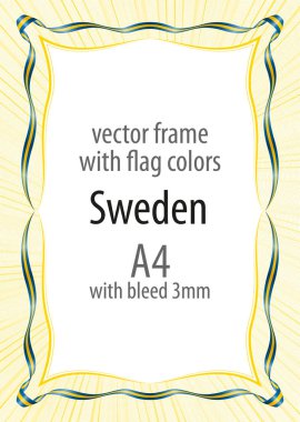 Çerçeve ve şerit kenarlığını İsveç bayrağının renkleri ile